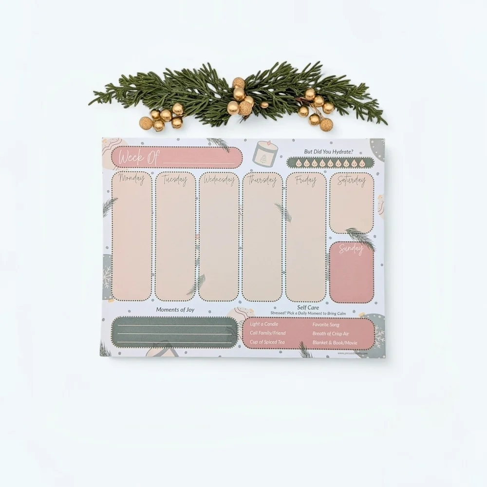 Weekly Planner Moments of Joy Pine Winter Holiday Christmas Ornaments 8.5x11 in